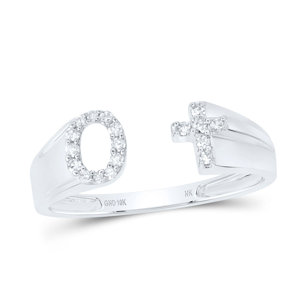 1/10CTW-DIA NK GIFT INITIAL "O" LADIES CROSS RING