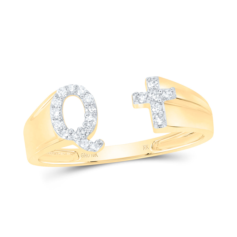 1/10CTW-DIA NK GIFT INITIAL "Q" LADIES CROSS RING