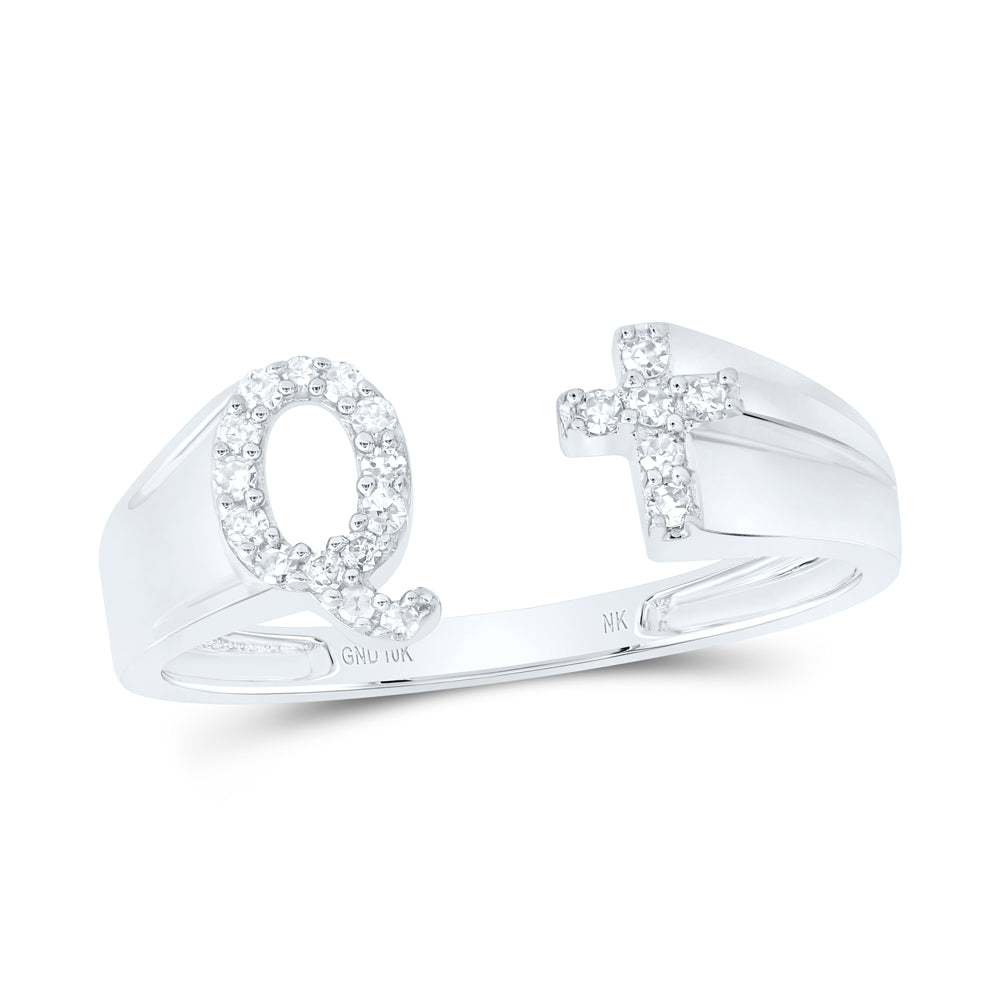 1/10CTW-DIA NK GIFT INITIAL "Q" LADIES CROSS RING