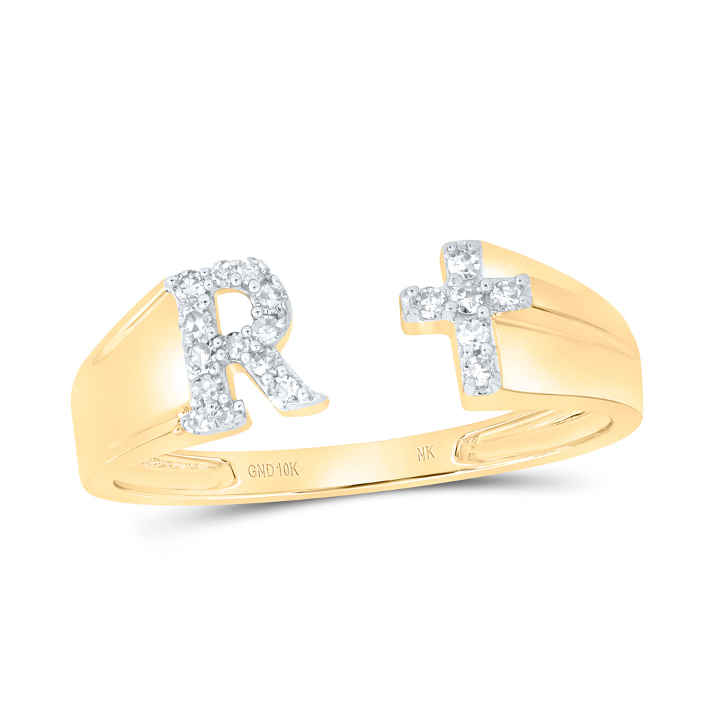 1/10CTW-DIA NK GIFT INITIAL "R" LADIES CROSS RING