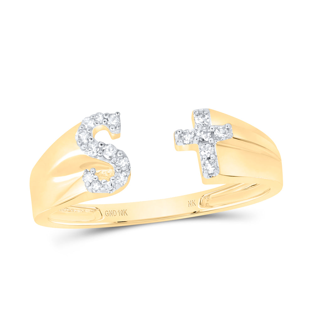 1/10CTW-DIA NK GIFT INITIAL "S" LADIES CROSS RING