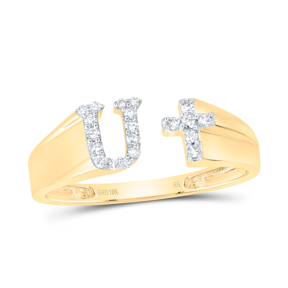 1/10CTW-DIA NK GIFT INITIAL "U" LADIES CROSS RING