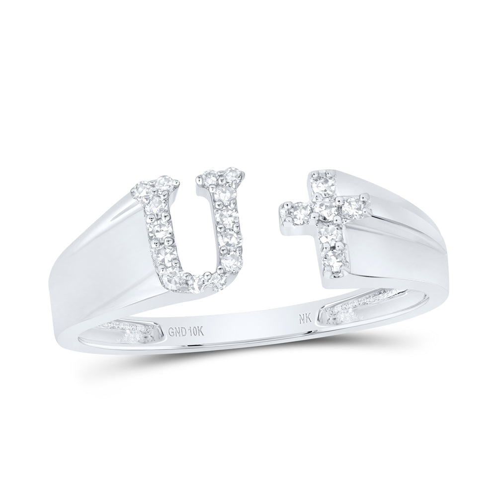 1/10CTW-DIA NK GIFT INITIAL "U" LADIES CROSS RING