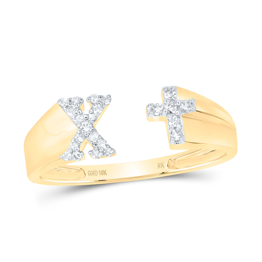 1/10CTW-DIA NK GIFT INITIAL "X" LADIES CROSS RING