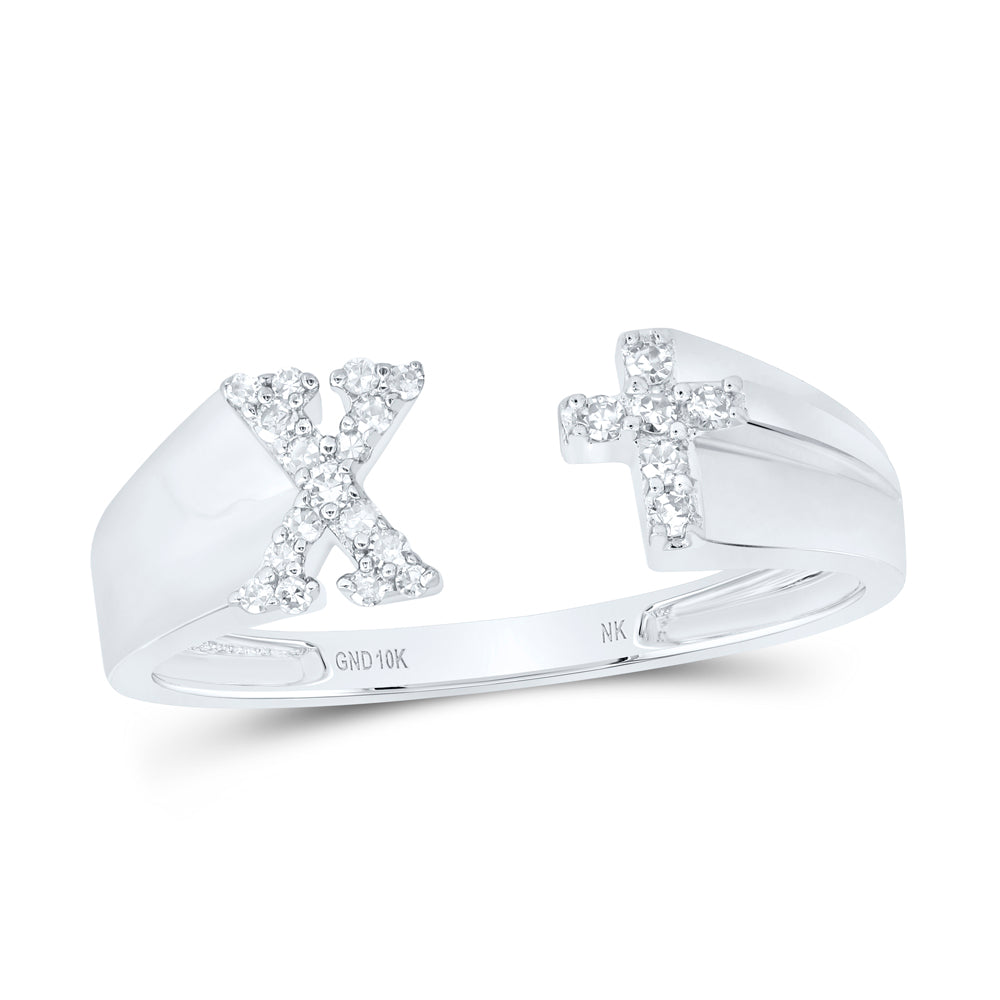 1/10CTW-DIA NK GIFT INITIAL "X" LADIES CROSS RING