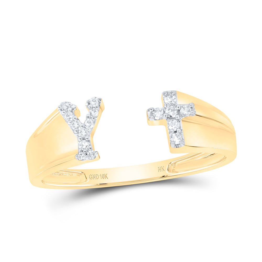 1/12CTW-DIA NK GIFT INITIAL "Y" LADIES CROSS RING