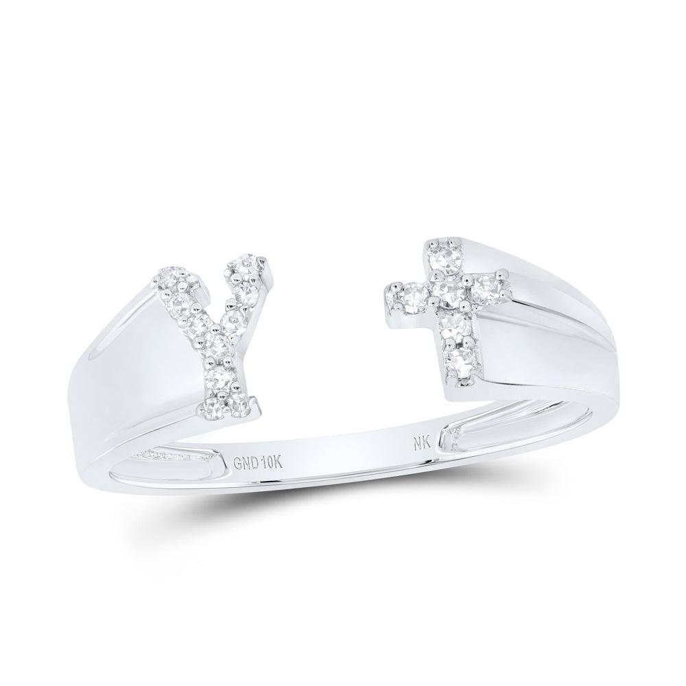 1/12CTW-DIA NK GIFT INITIAL "Y" LADIES CROSS RING