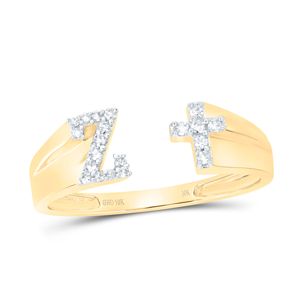 1/10CTW-DIA NK GIFT INITIAL "Z" LADIES CROSS RING