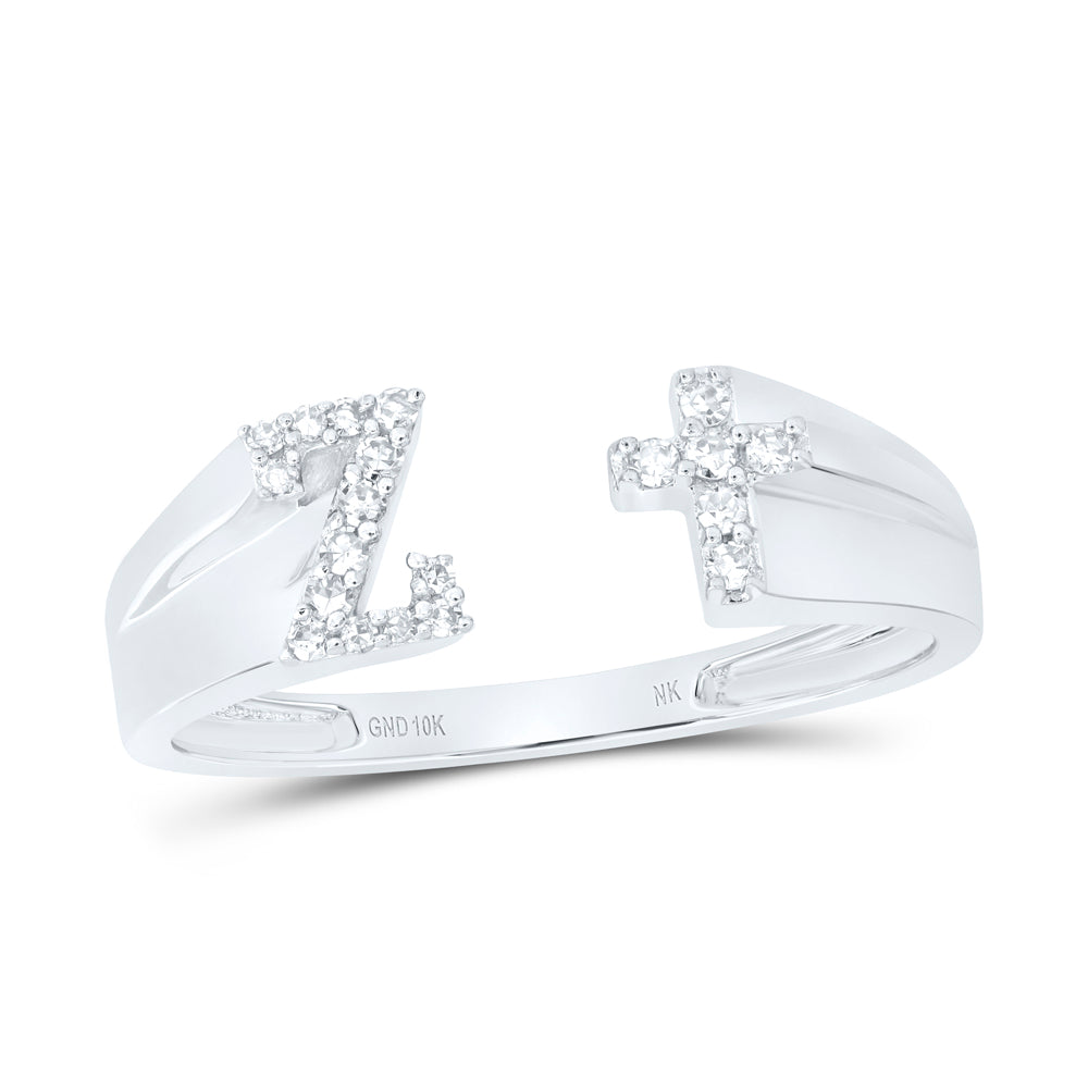 1/10CTW-DIA NK GIFT INITIAL "Z" LADIES CROSS RING