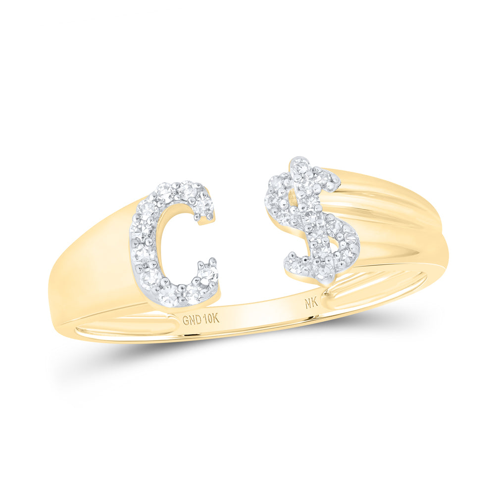 1/8CTW-NAT DIA NK GIFT INITIAL "C" LADIES DOLLAR RING