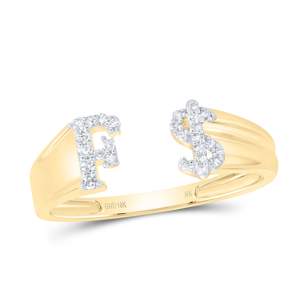1/8CTW-NAT DIA NK GIFT INITIAL "F" LADIES DOLLAR RING