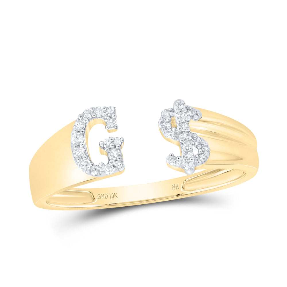 1/8CTW-NAT DIA NK GIFT INITIAL "G" LADIES DOLLAR RING