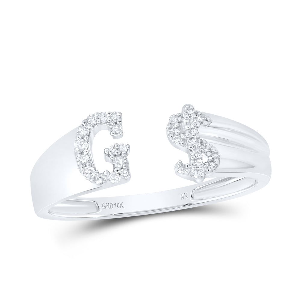 1/8CTW-NAT DIA NK GIFT INITIAL "G" LADIES DOLLAR RING