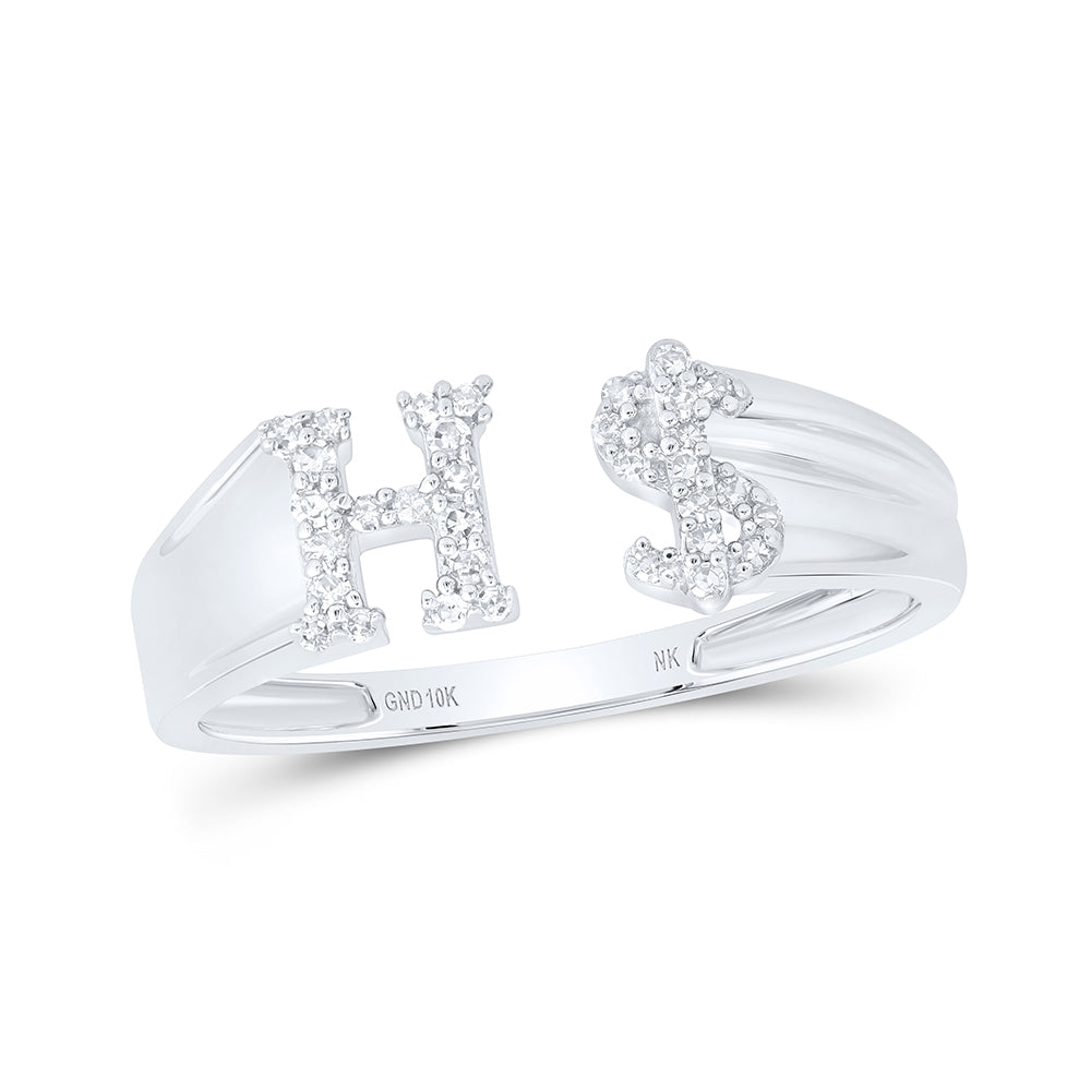1/8CTW-NAT DIA NAT NK GIFT INITIAL "H" LADIES DOLLAR RING