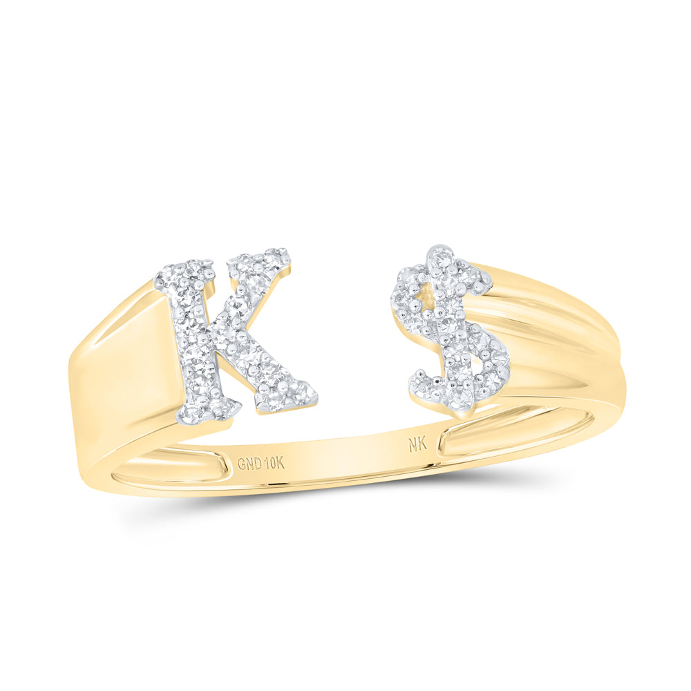 1/8CTW-NAT DIA NK GIFT INITIAL "K" LADIES DOLLAR RING