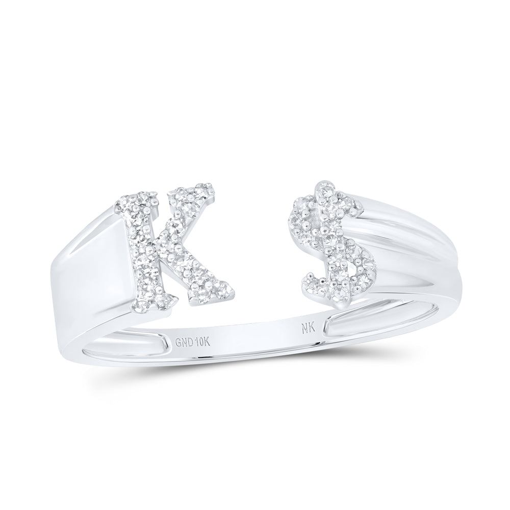 1/8CTW-NAT DIA NK GIFT INITIAL "K" LADIES DOLLAR RING