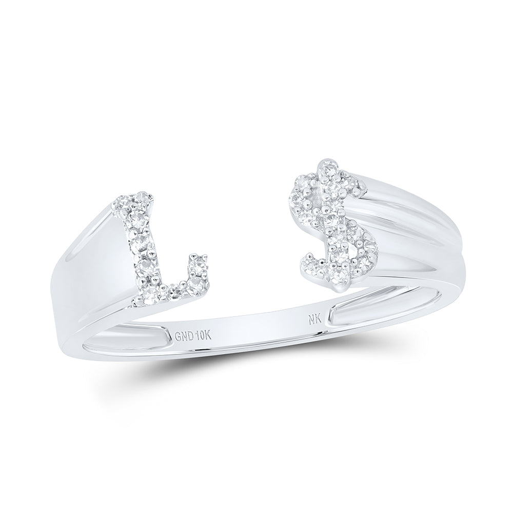 1/10CTW-NAT DIA NK GIFT INITIAL "L" LADIES DOLLAR RING