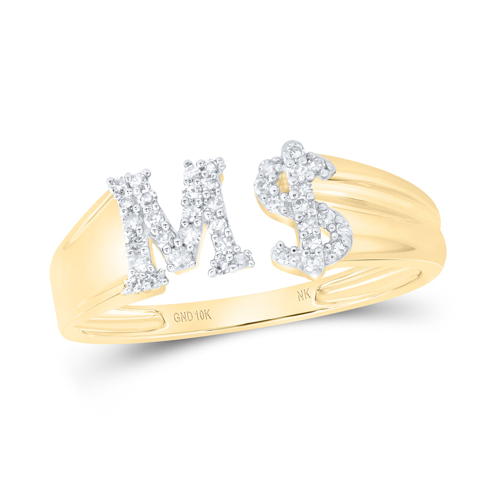1/6CTW-DIA NK GIFT INITIAL "M" LADIES DOLLAR RING
