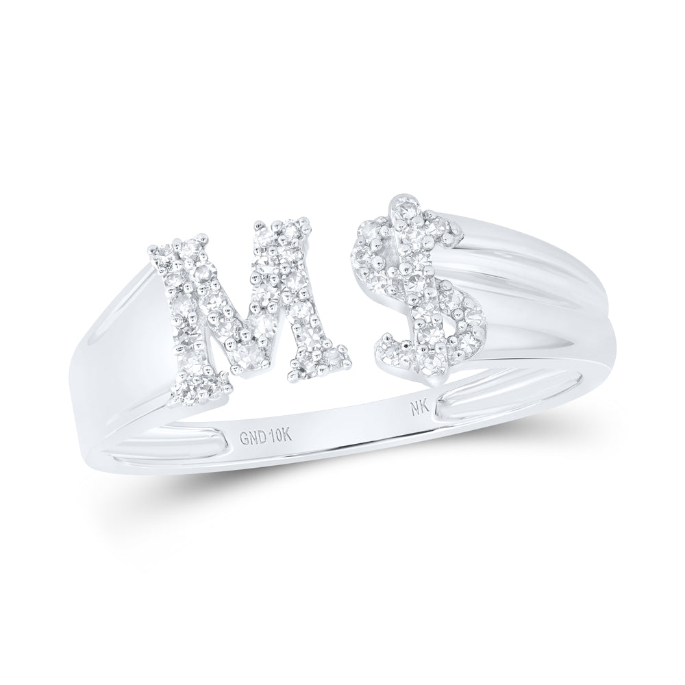 1/6CTW-DIA NK GIFT INITIAL "M" LADIES DOLLAR RING