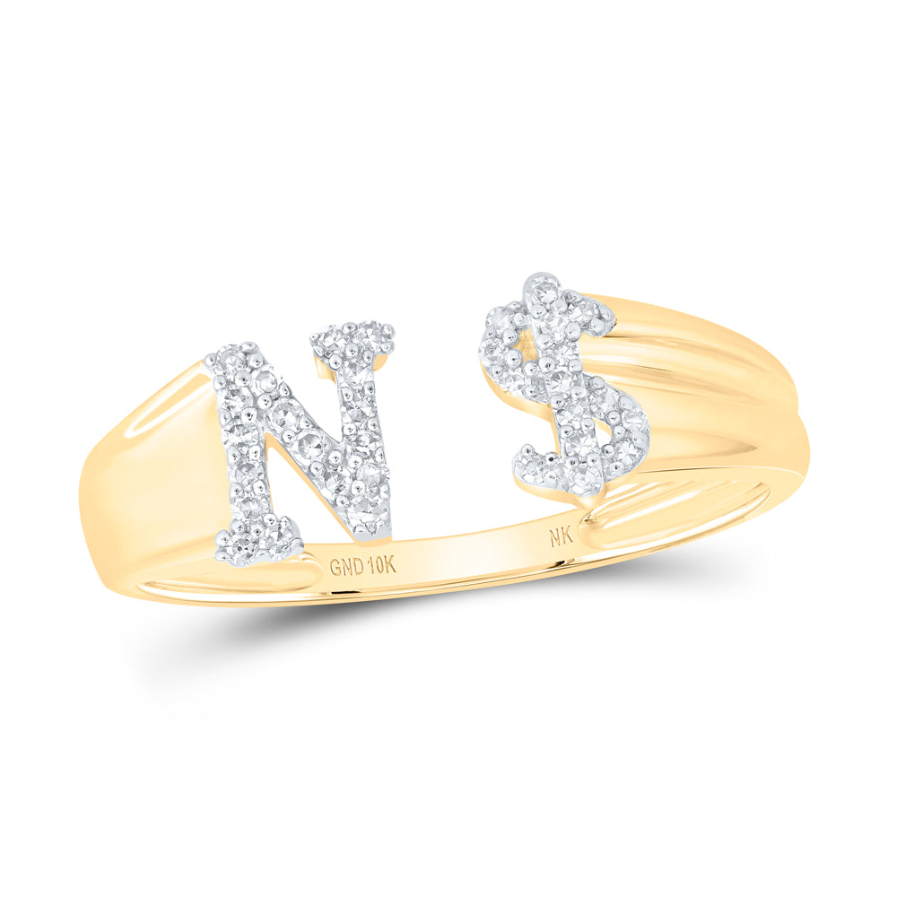 1/8CTW-NAT DIA NK GIFT INITIAL "N" LADIES DOLLAR RING