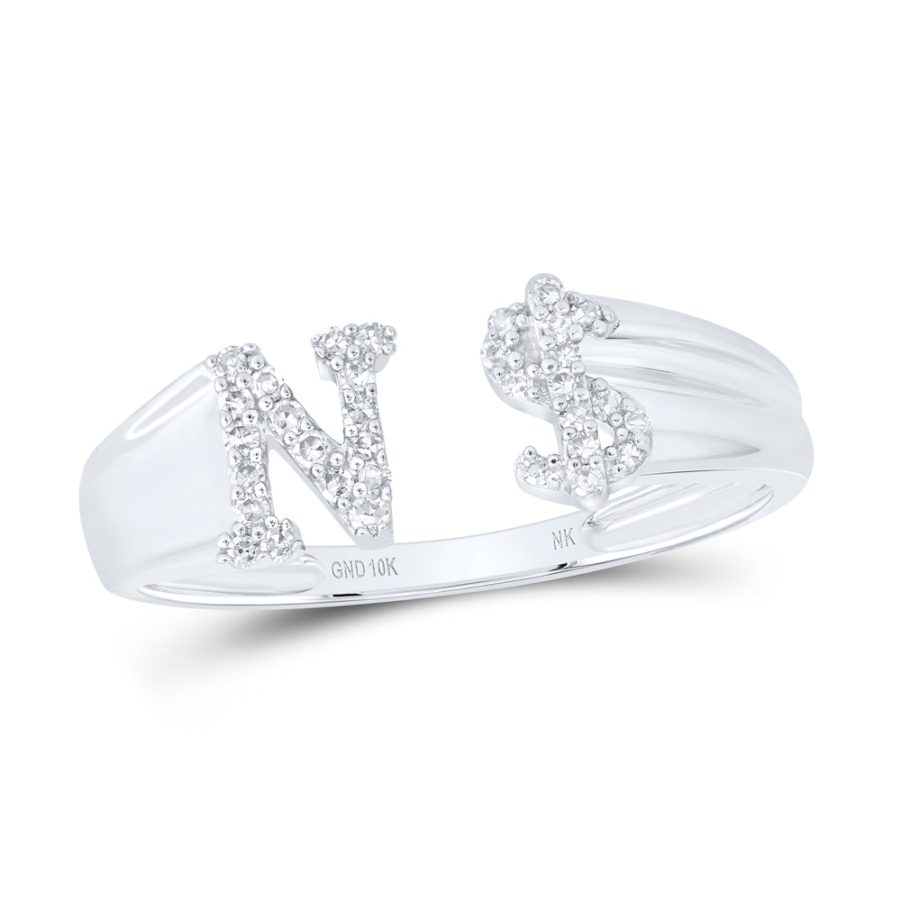 1/8CTW-NAT DIA NK GIFT INITIAL "N" LADIES DOLLAR RING