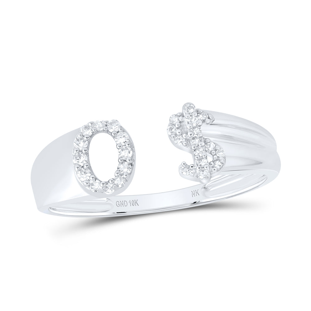 1/8CTW-NAT DIA NK GIFT INITIAL "O" LADIES DOLLAR RING