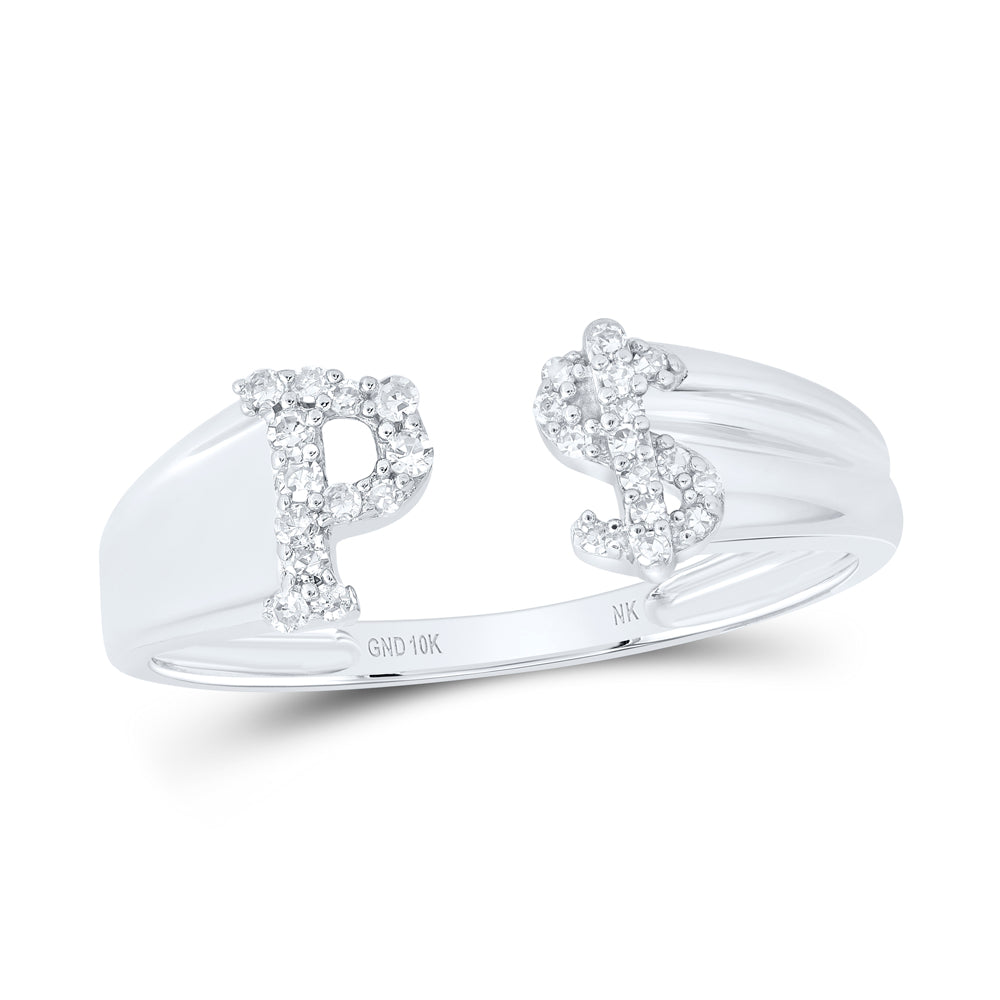 1/8CTW-NAT DIA NK GIFT INITIAL "P" LADIES DOLLAR RING
