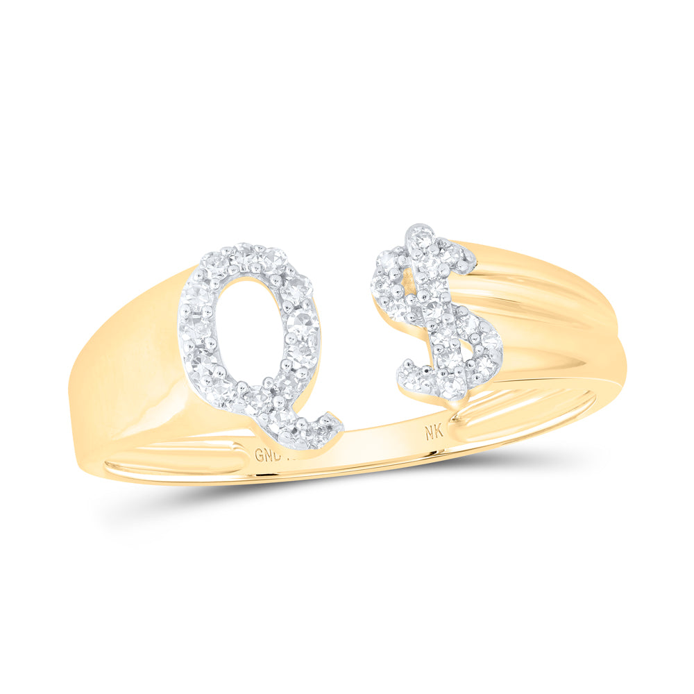 1/8CTW-NAT DIA NK GIFT INITIAL "Q" LADIES DOLLAR RING