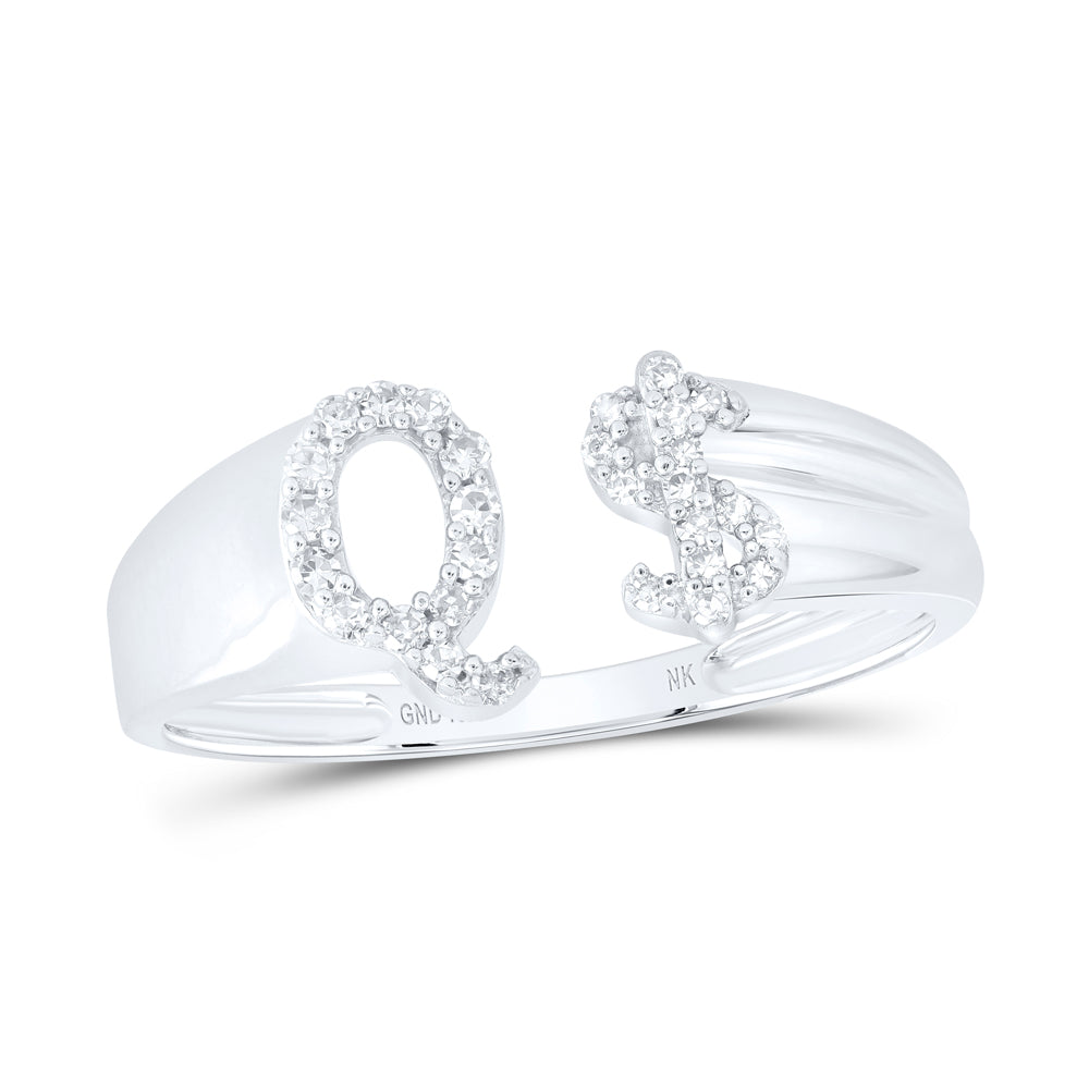 1/8CTW-NAT DIA NK GIFT INITIAL "Q" LADIES DOLLAR RING