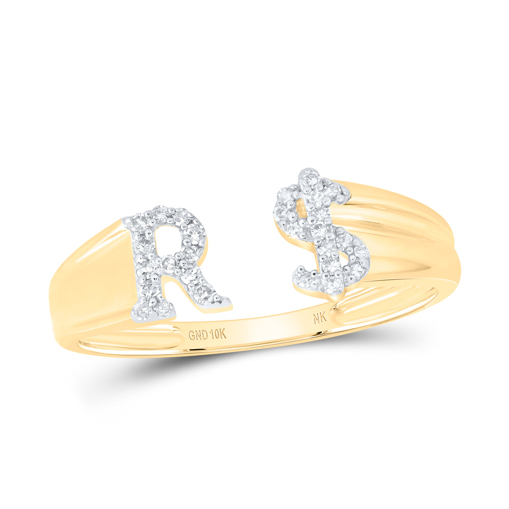 1/8CTW-NAT DIA NK GIFT INITIAL "R" LADIES DOLLAR RING