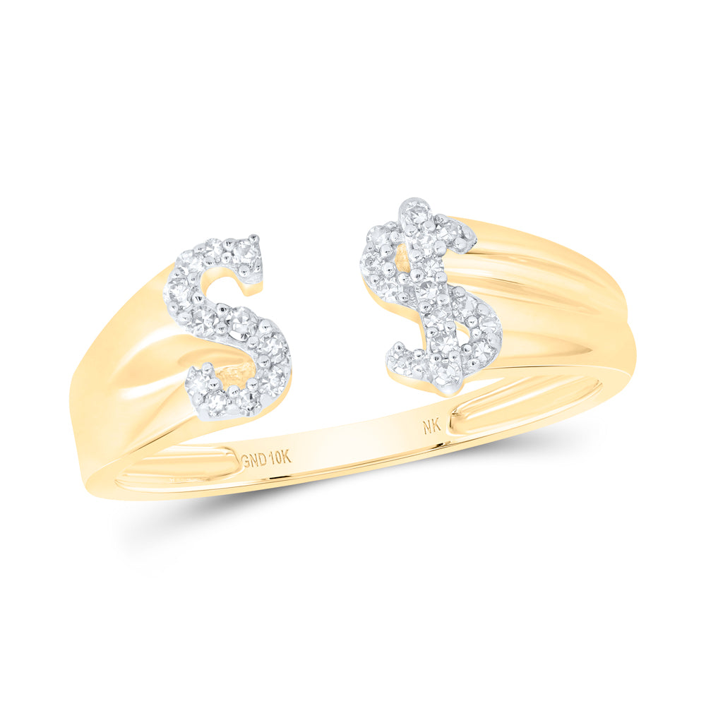 1/8CTW-NAT DIA NK GIFT INITIAL "S" LADIES DOLLAR RING