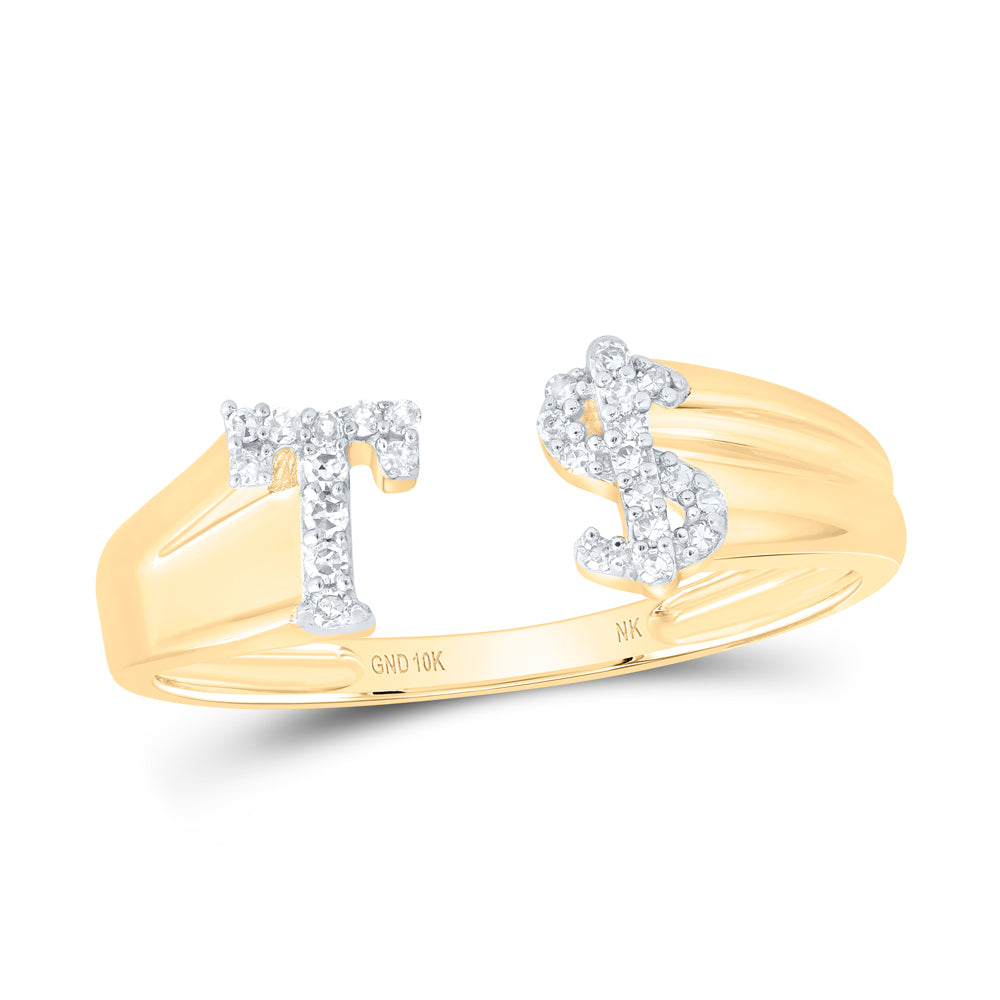 1/8CTW-NAT DIA NK GIFT INITIAL "T" LADIES DOLLAR RING