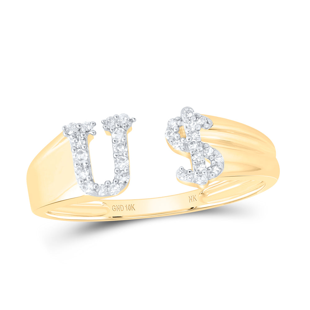 1/8CTW-NAT DIA NK GIFT INITIAL "U" LADIES DOLLAR RING