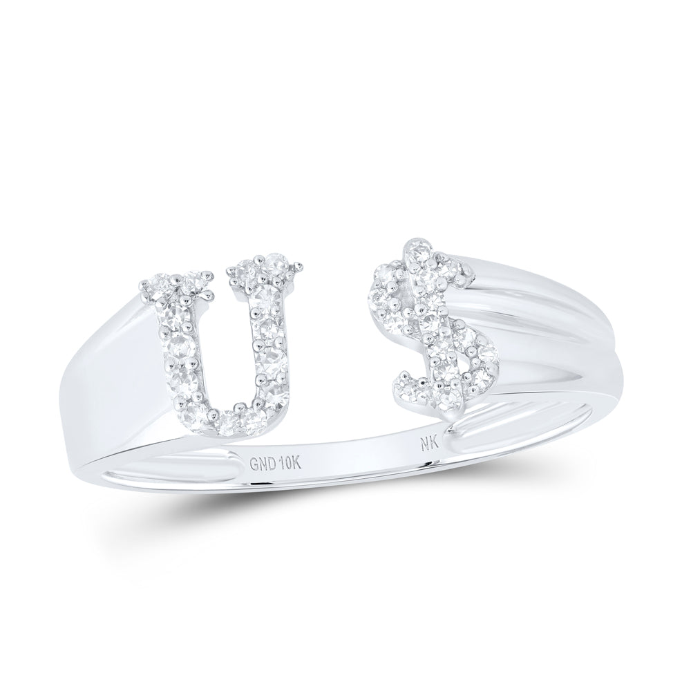 1/8CTW-NAT DIA NK GIFT INITIAL "U" LADIES DOLLAR RING