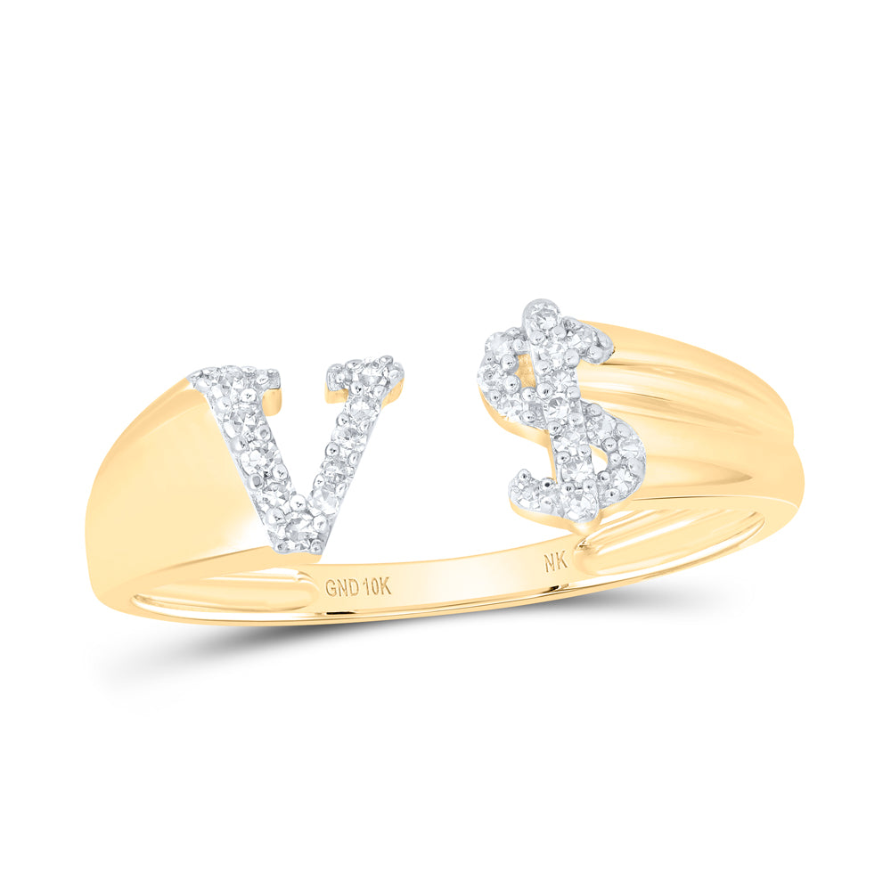 1/10CTW-DIA NK GIFT INITIAL "V" LADIES DOLLAR RING
