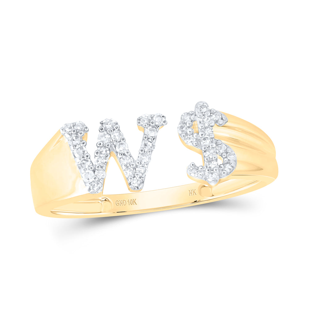 1/6CTW-NAT DIA NK GIFT INITIAL "W" LADIES DOLLAR RING