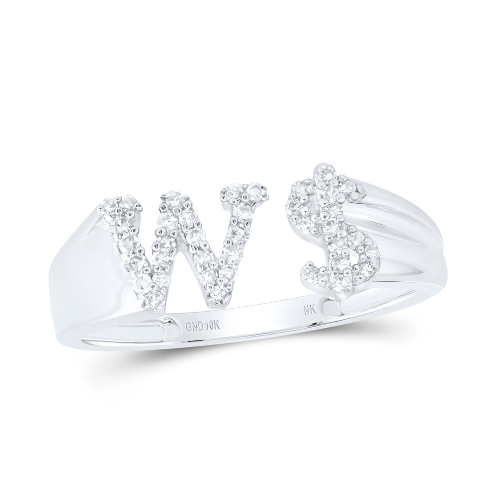 1/6CTW-NAT DIA NK GIFT INITIAL "W" LADIES DOLLAR RING