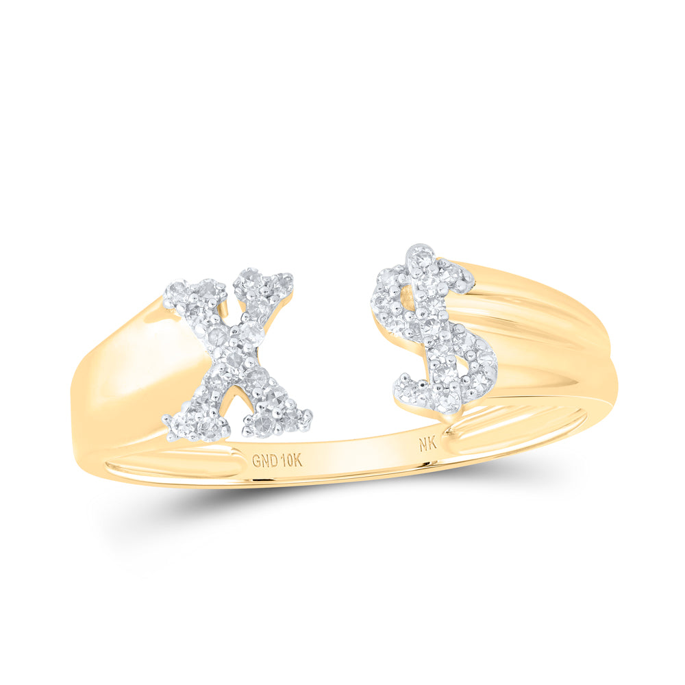 1/8CTW-NAT DIA NK GIFT INITIAL "X" LADIES DOLLAR RING
