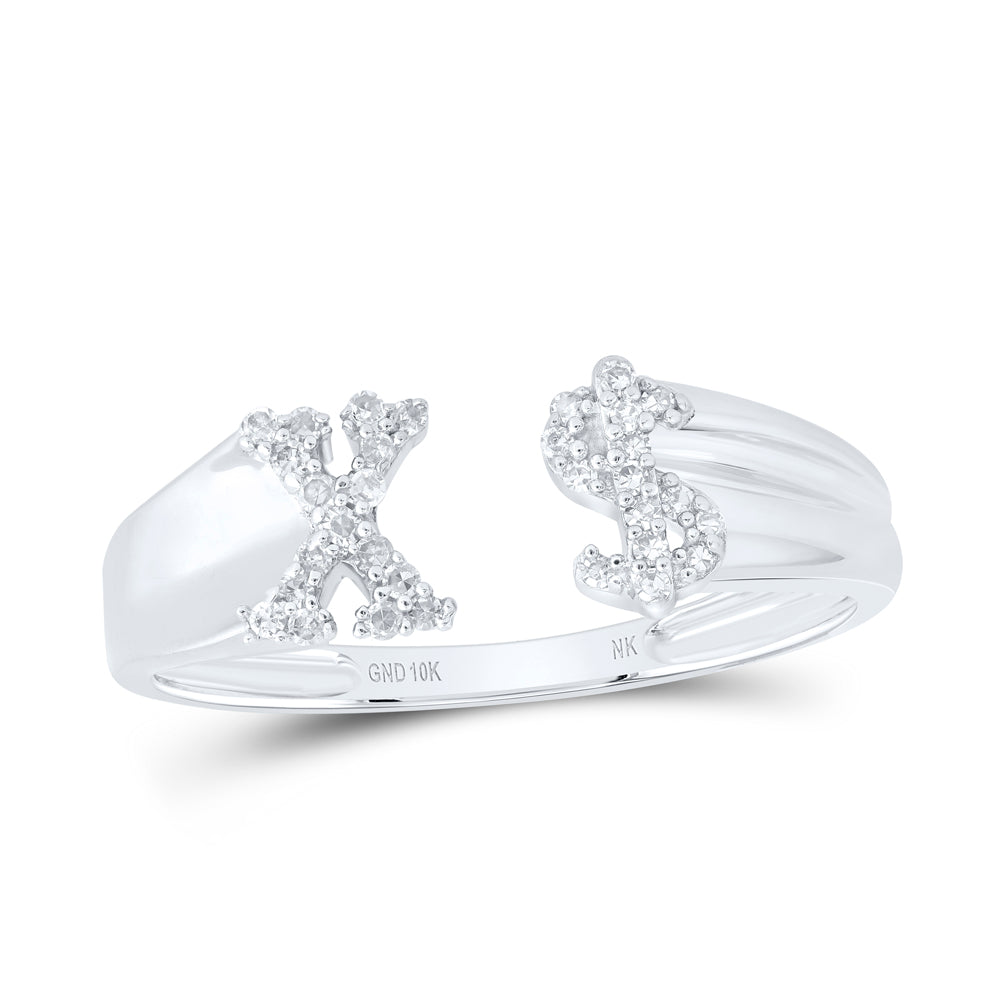 1/8CTW-NAT DIA NK GIFT INITIAL "X" LADIES DOLLAR RING