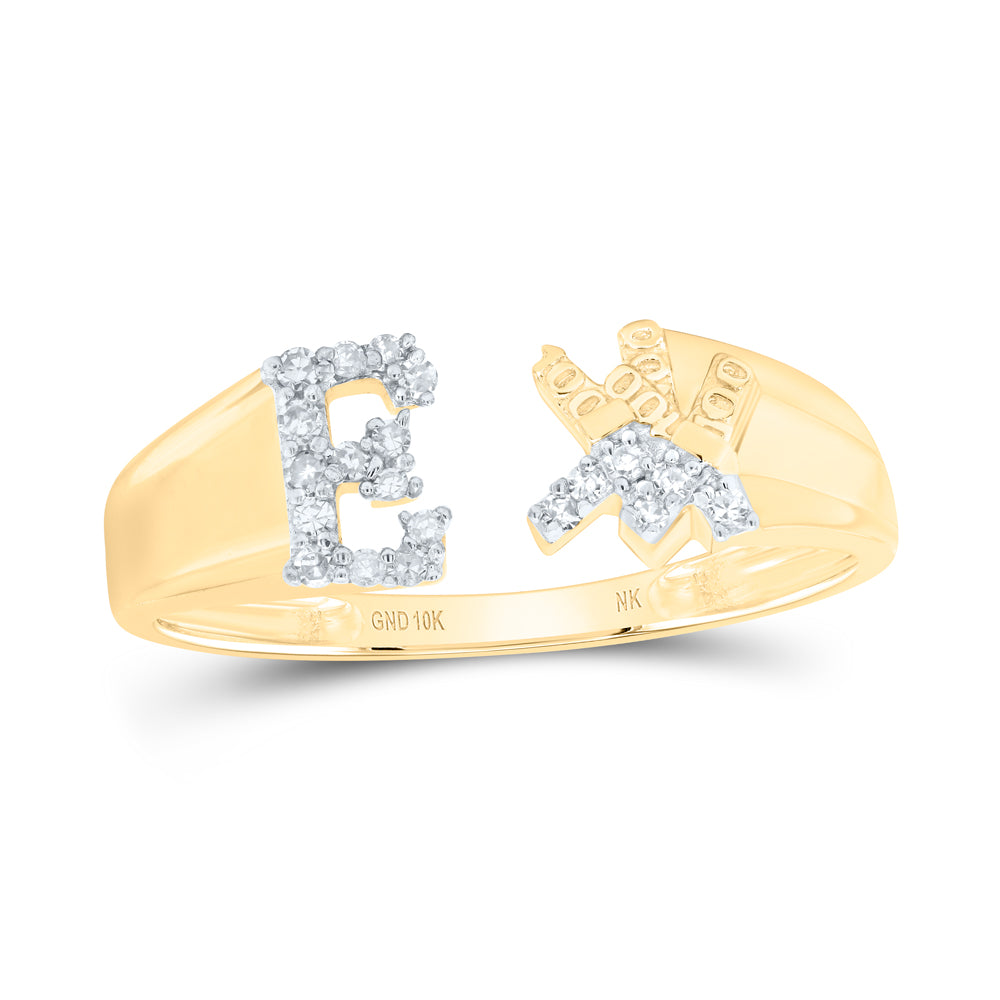 1/10CTW-NAT DIA NK GIFT INITIAL "E" LADIES RING
