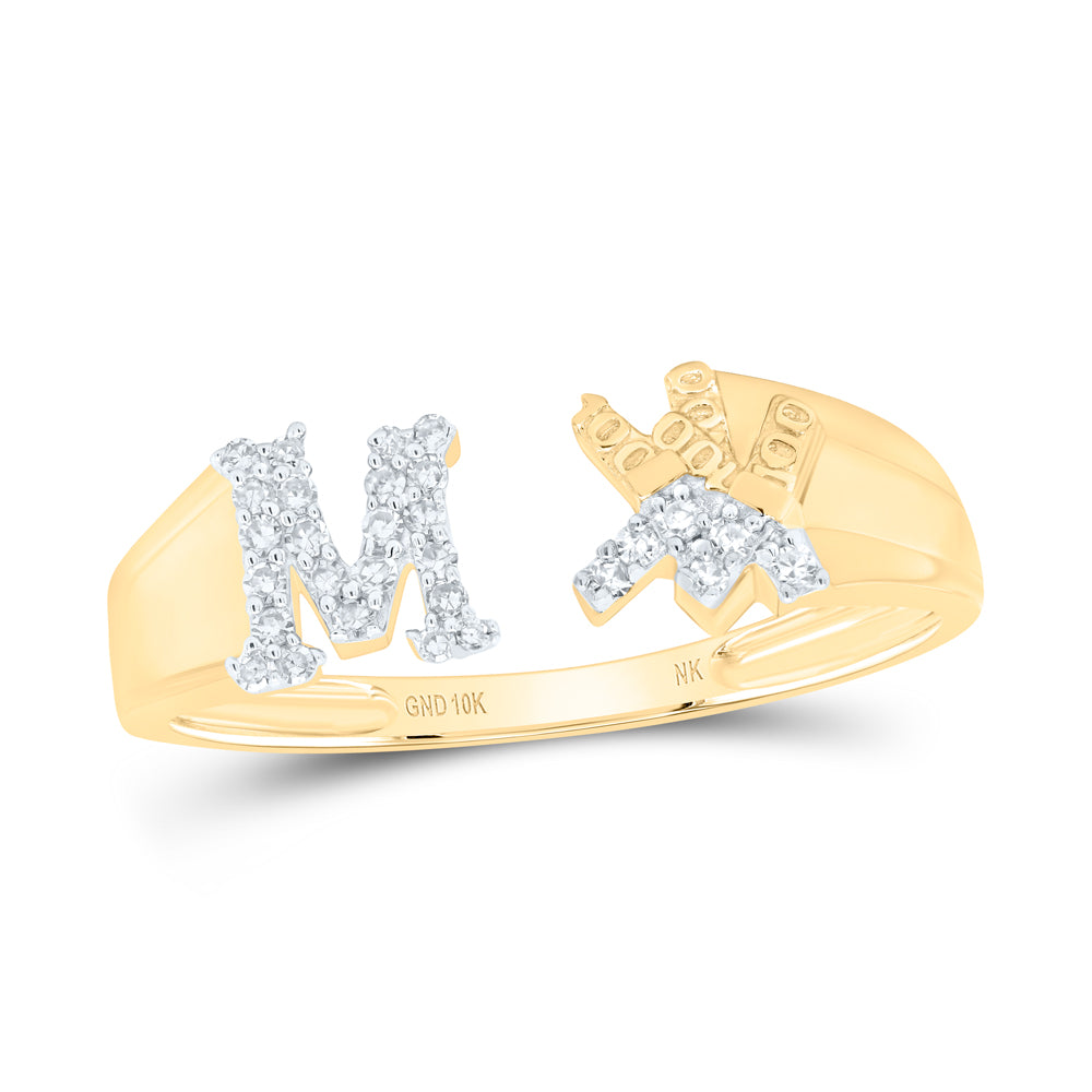 1/8CTW-NAT DIA NK GIFT INITIAL "M" LADIES RING