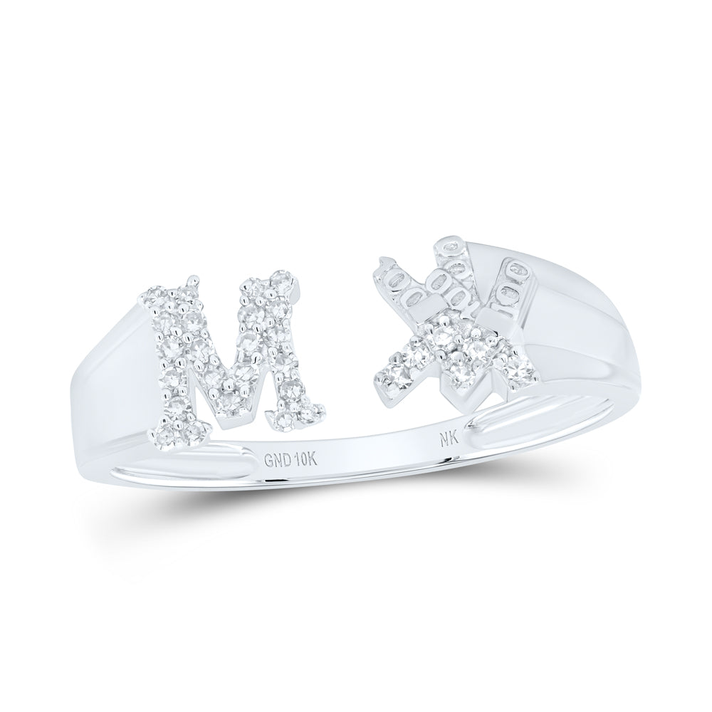 1/8CTW-NAT DIA NK GIFT INITIAL "M" LADIES RING