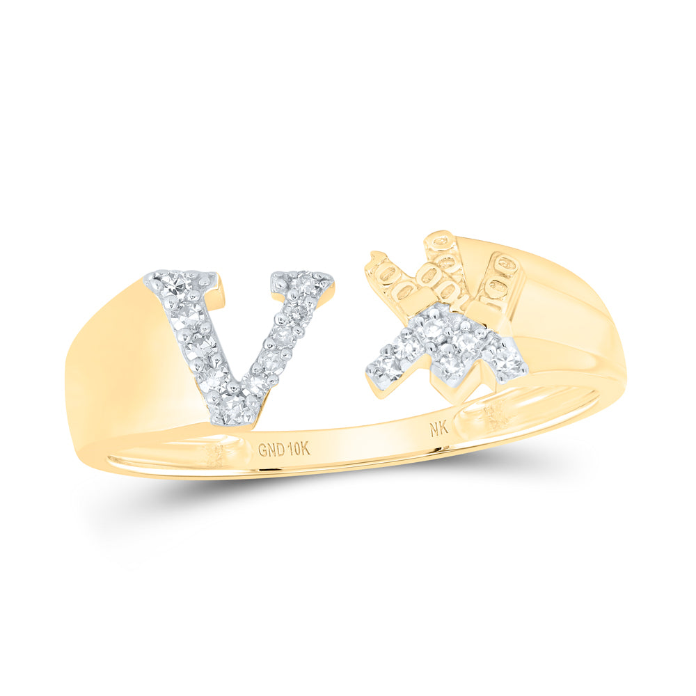 1/12CTW-DIA NK GIFT INITIAL "V" LADIES RING