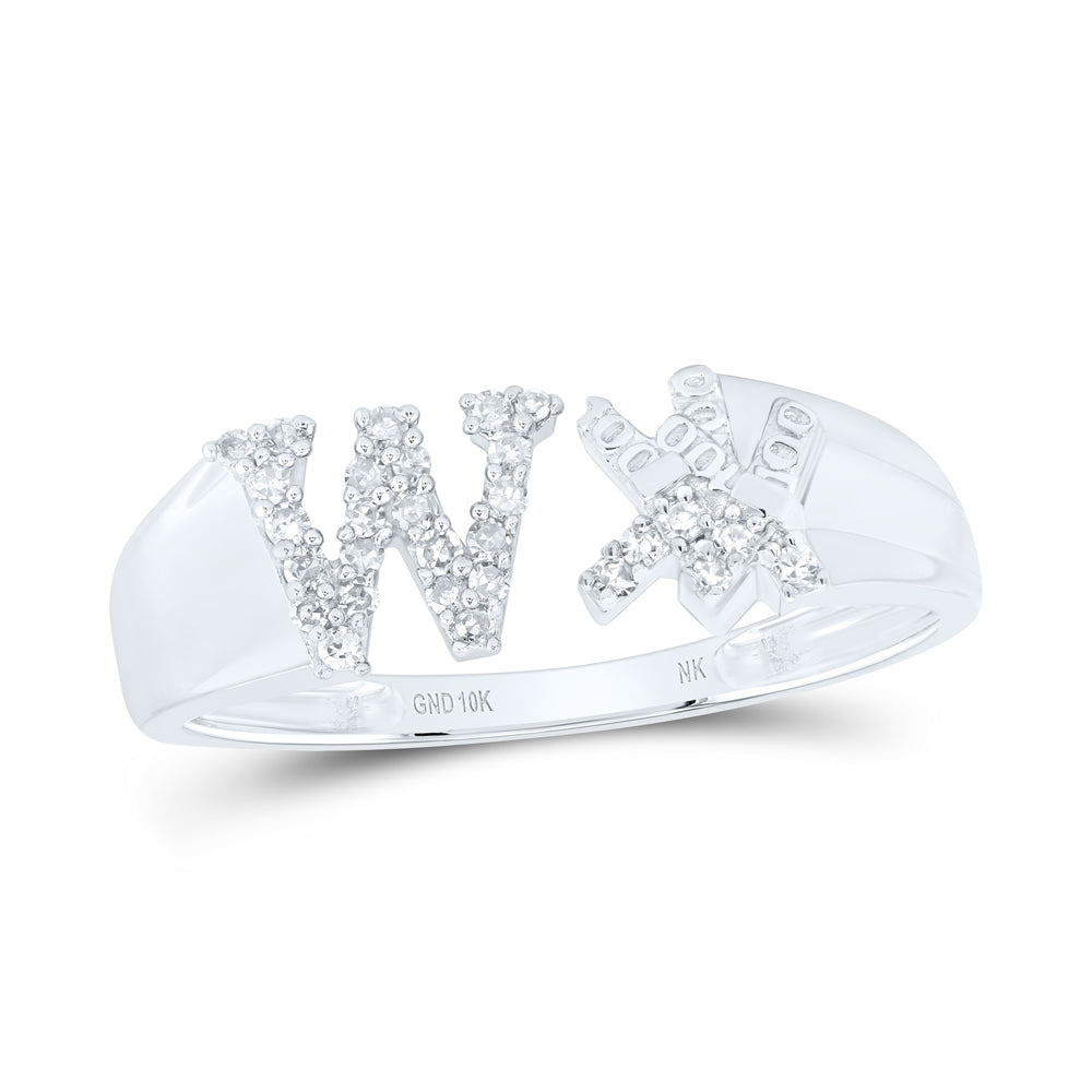 1/8CTW-NAT DIA NK GIFT INITIAL "W" LADIES RING