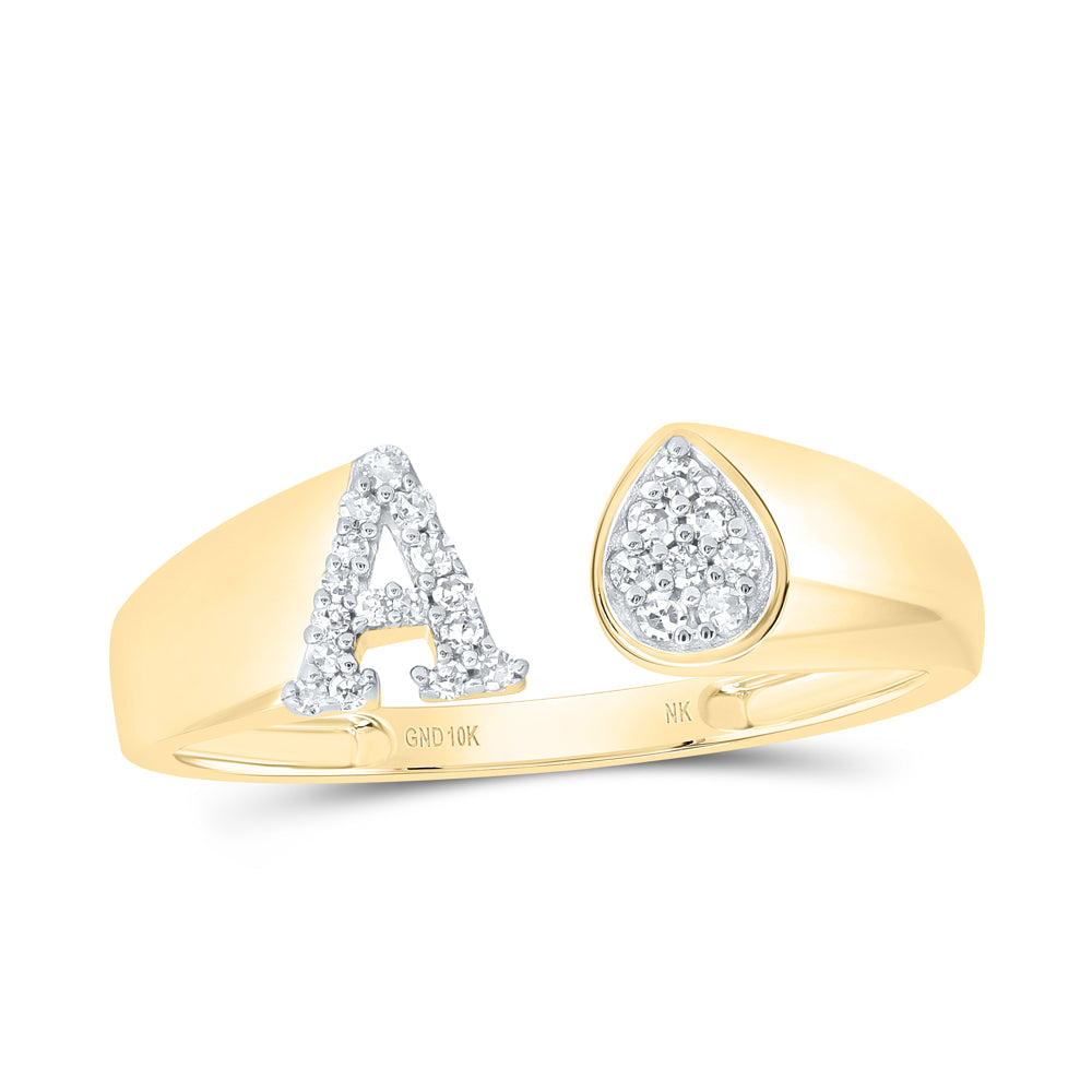 1/10CTW-DIA NK GIFT INITIAL "A" PEAR LADIES RING