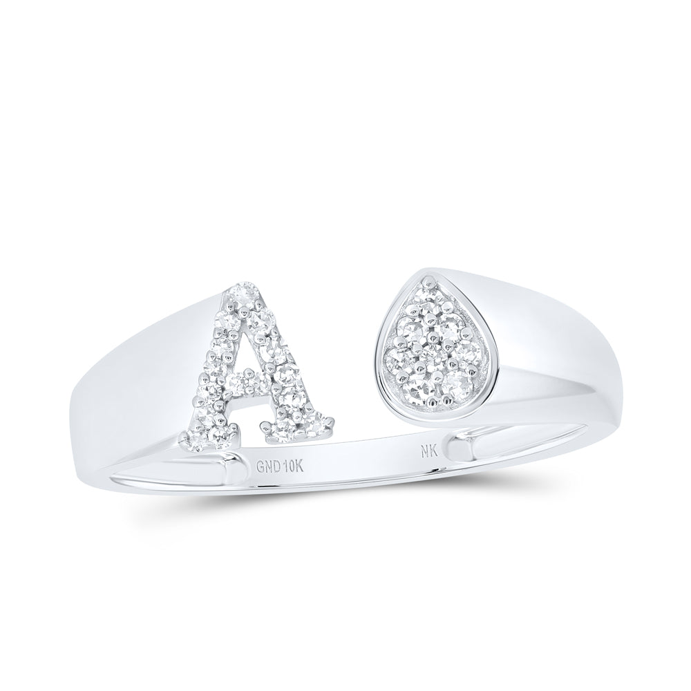 1/10CTW-DIA NK GIFT INITIAL "A" PEAR LADIES RING