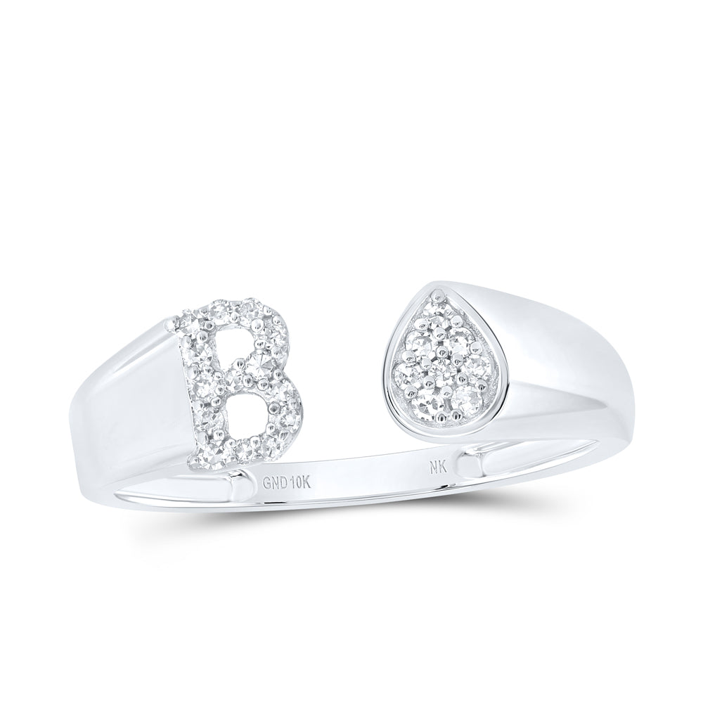 1/10CTW-NAT DIA NK GIFT INITIAL "B" PEAR LADIES RING