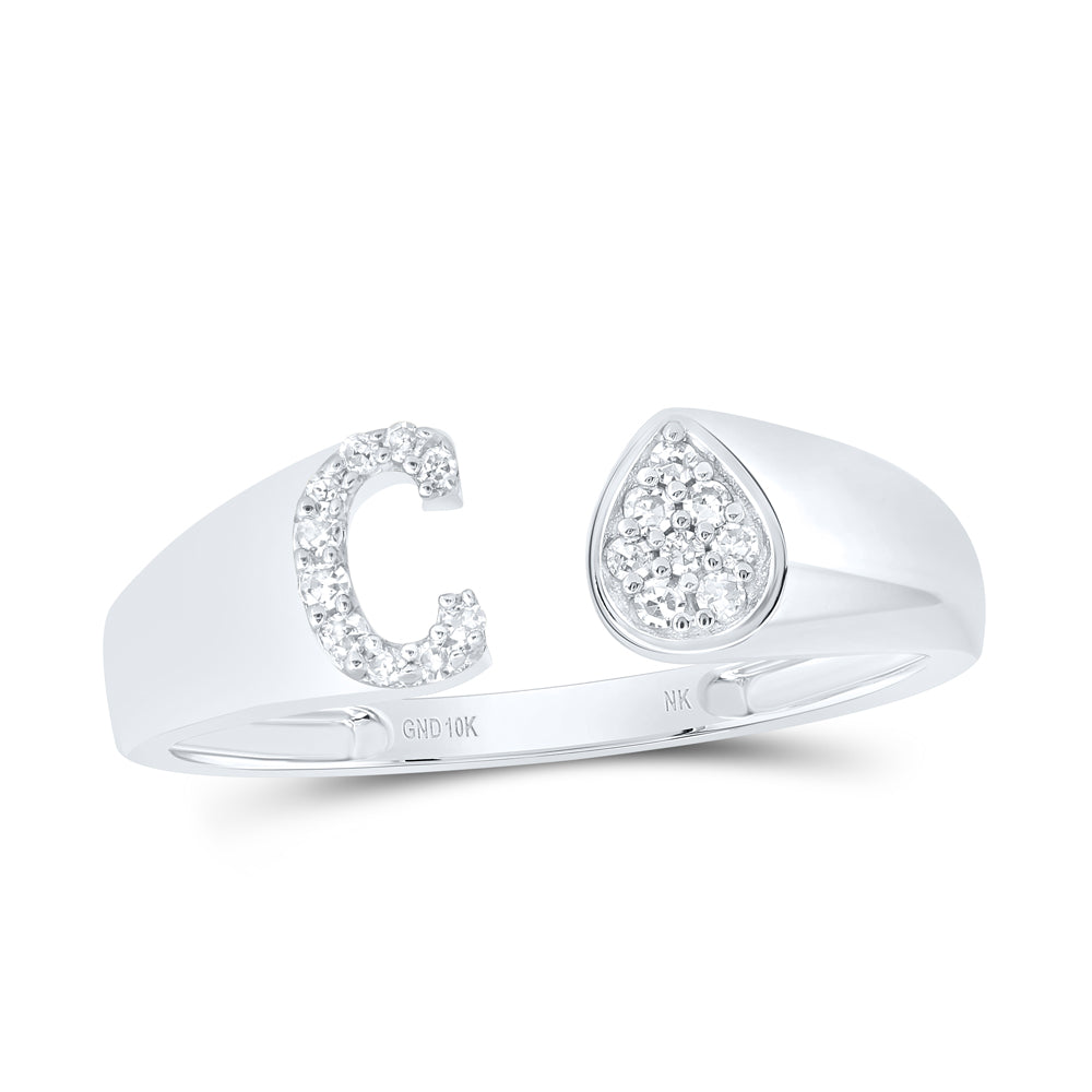 1/12CTW-DIA NK GIFT INITIAL "C" PEAR LADIES RING