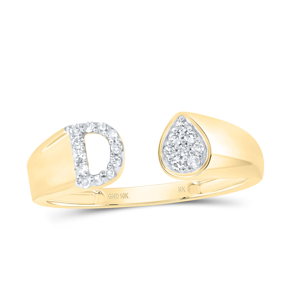 1/10CTW-DIA NK GIFT INITIAL "D" PEAR LADIES RING