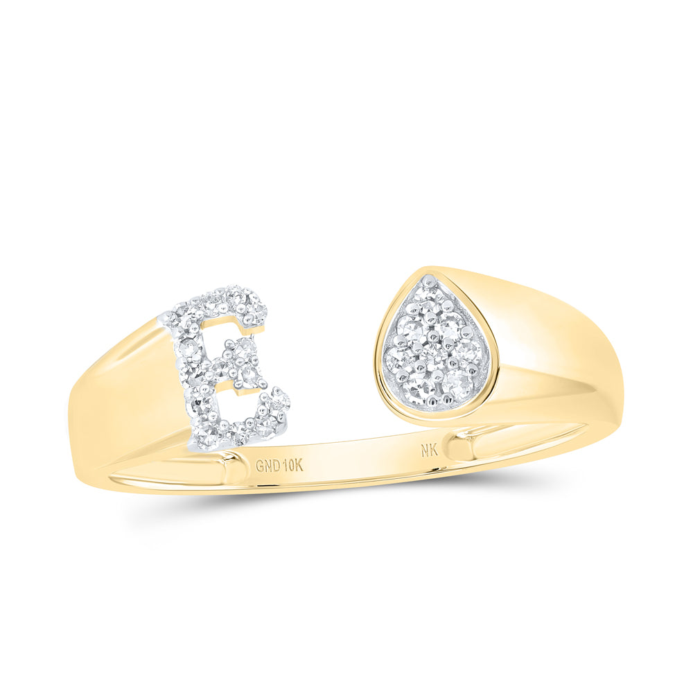 1/8CTW-NAT DIA NK GIFT INITIAL "E" PEAR LADIES RING